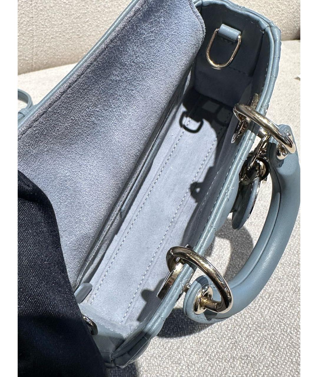 CHRISTIAN DIOR Голубая кожаная сумка через плечо, фото 8