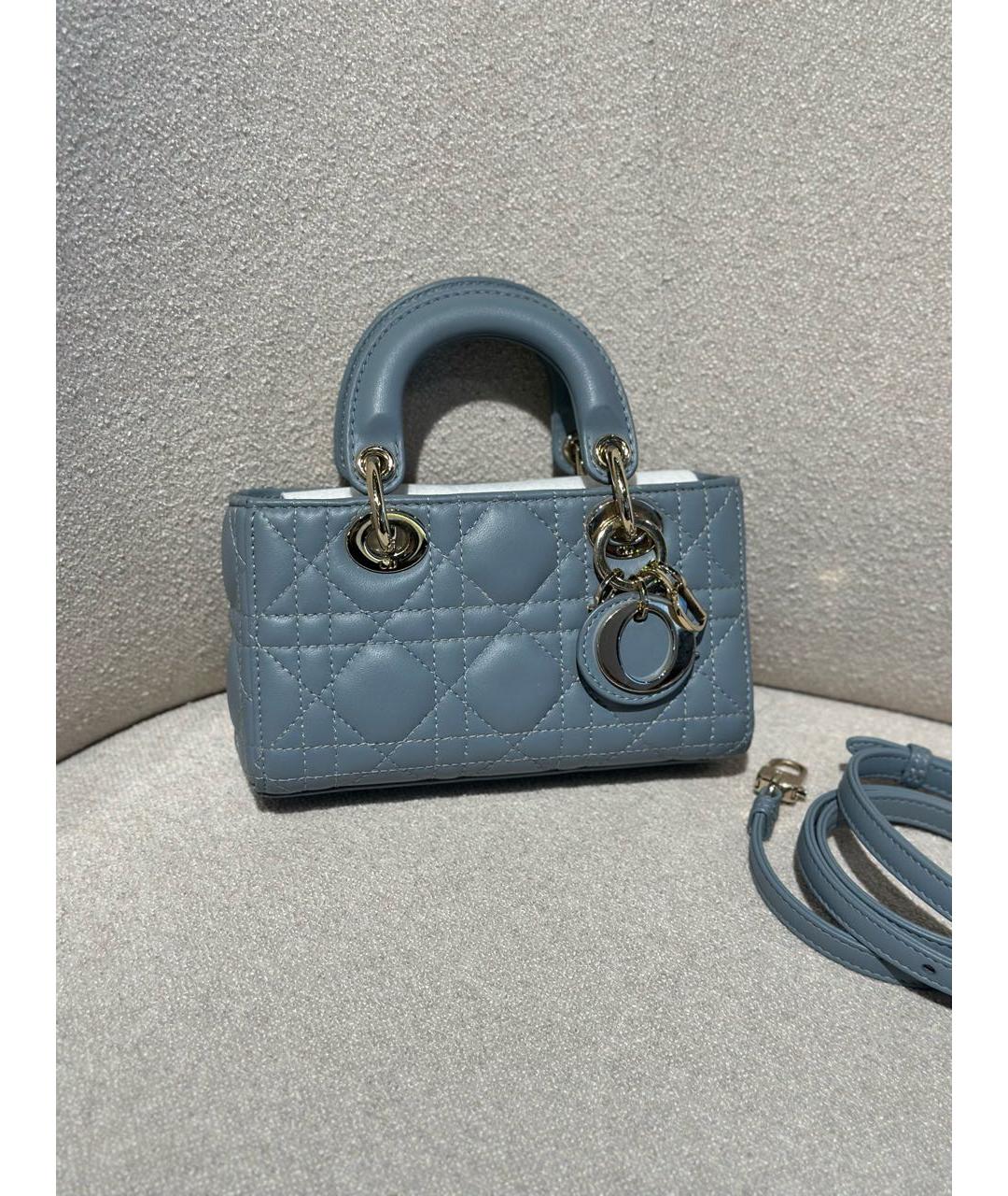 CHRISTIAN DIOR Голубая кожаная сумка через плечо, фото 9