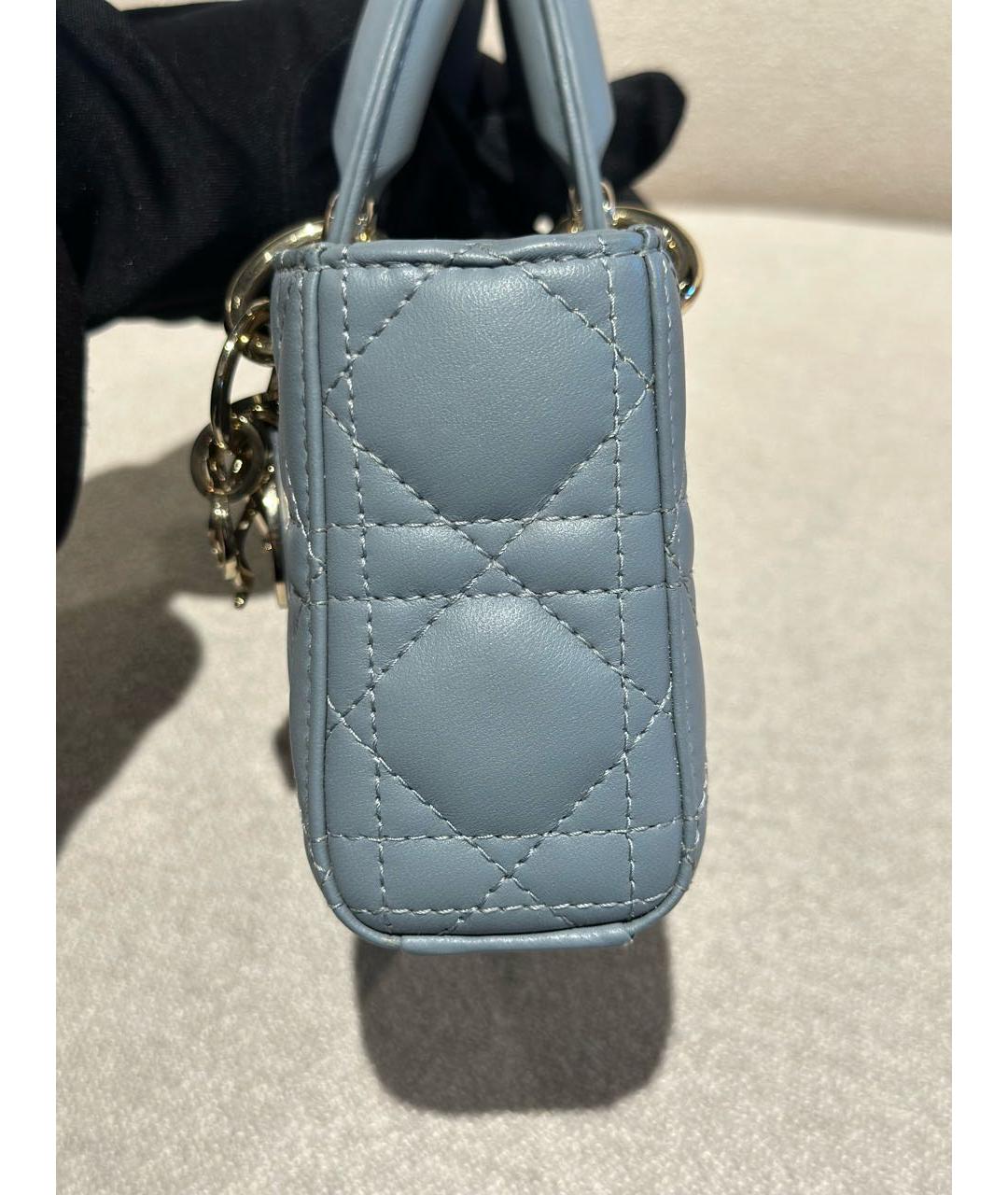 CHRISTIAN DIOR Голубая кожаная сумка через плечо, фото 3