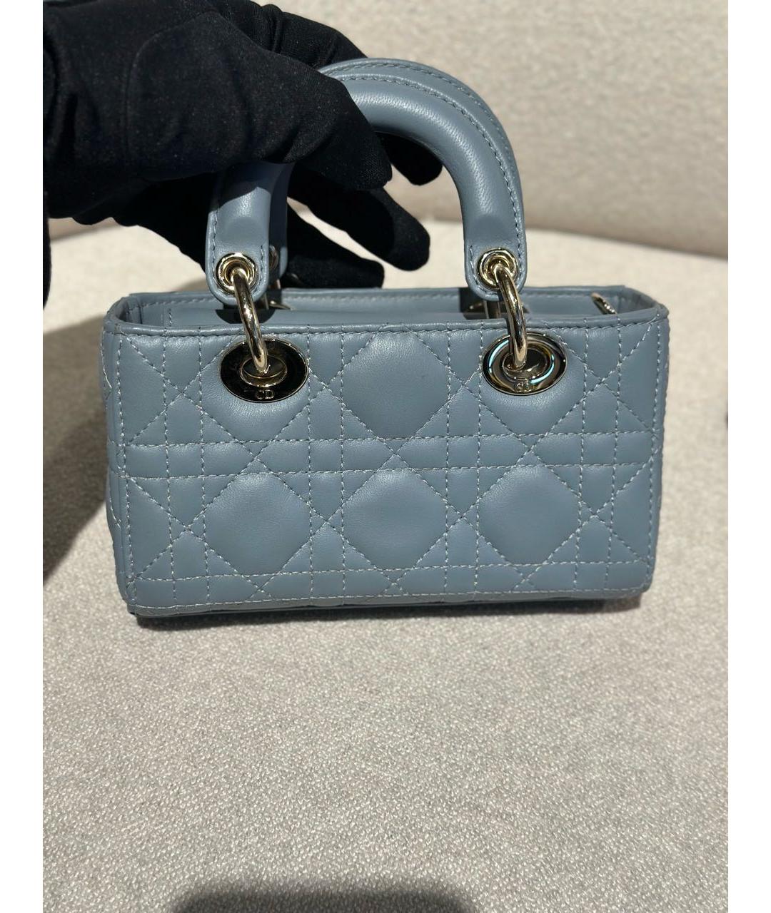 CHRISTIAN DIOR Голубая кожаная сумка через плечо, фото 4