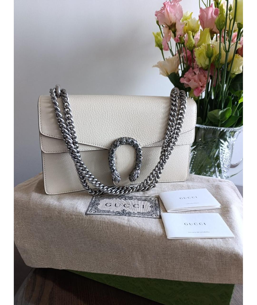 GUCCI Бежевая кожаная сумка через плечо, фото 8