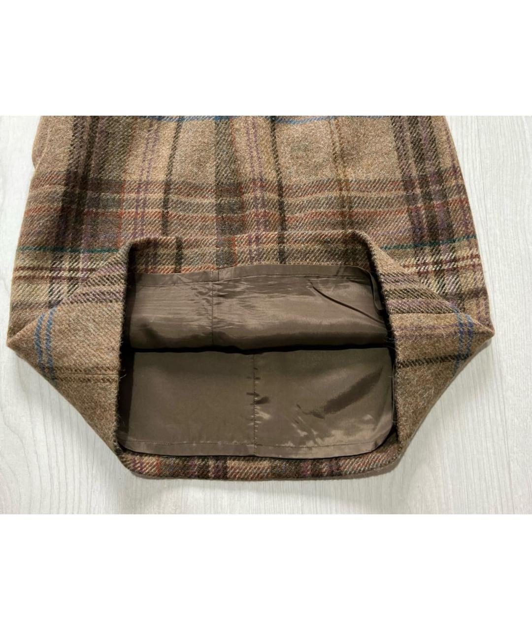 RALPH LAUREN Коричневая шерстяная юбка миди, фото 5