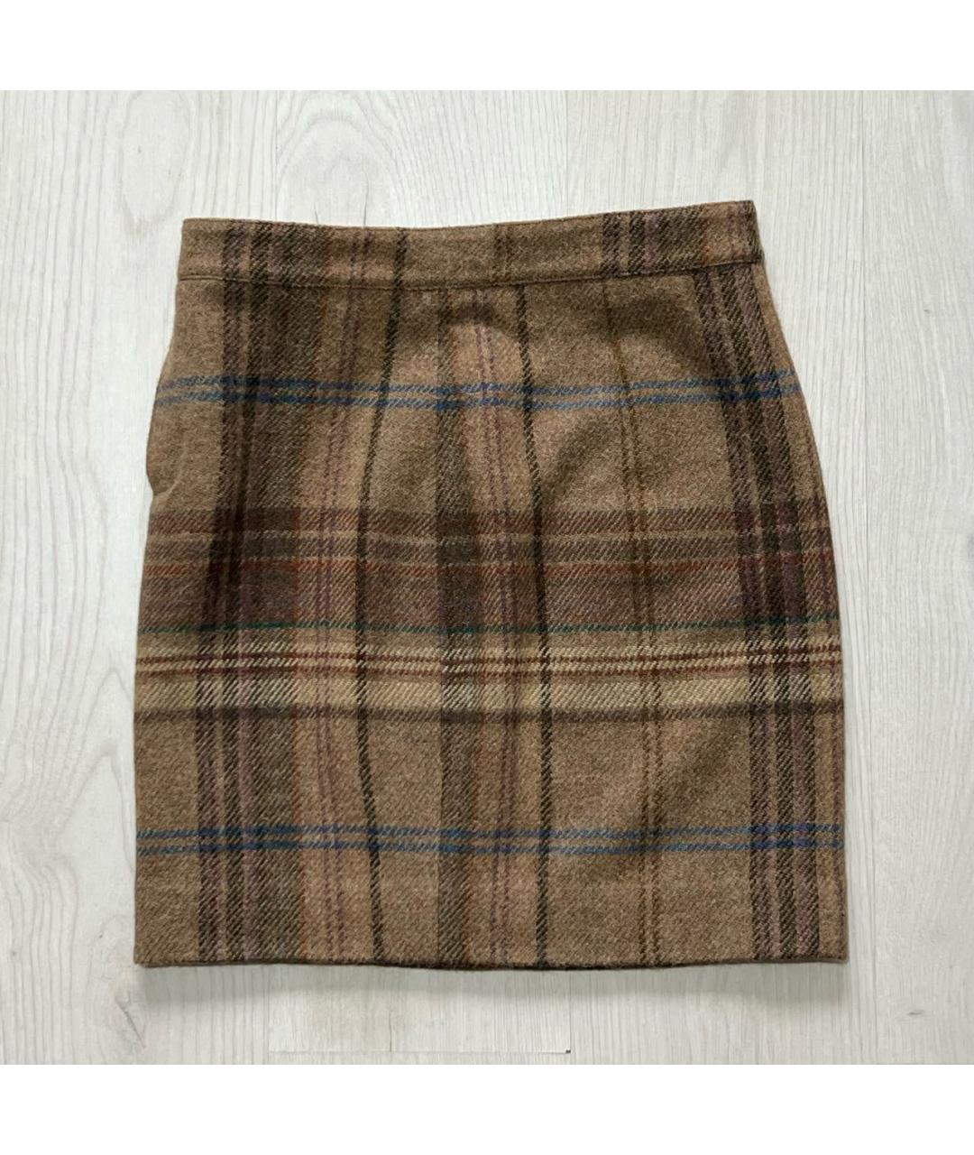 RALPH LAUREN Коричневая шерстяная юбка миди, фото 2