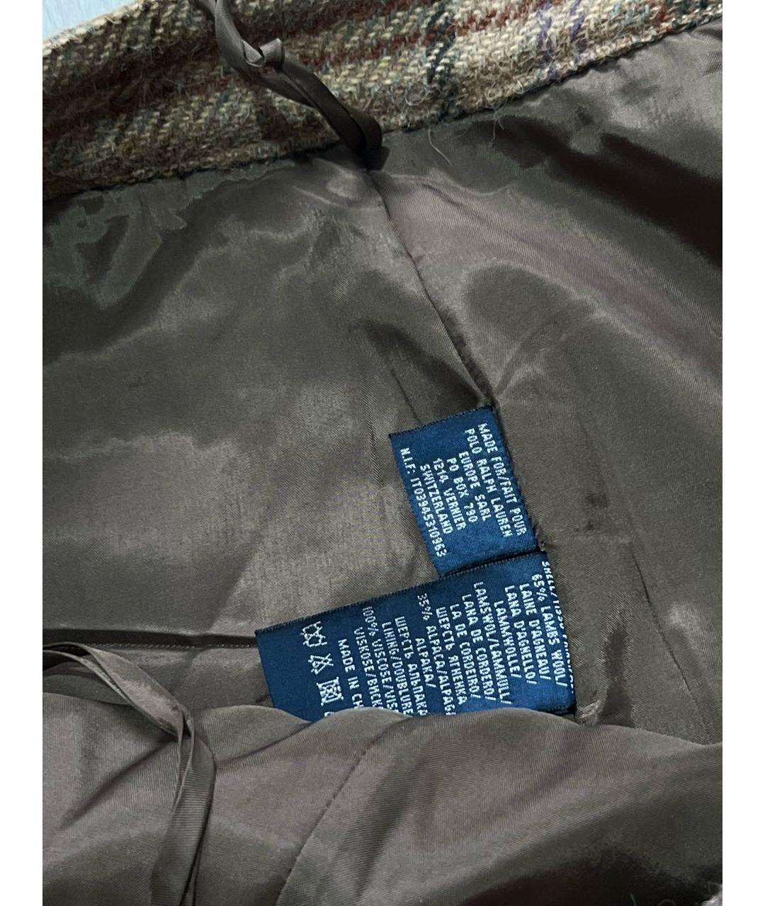 RALPH LAUREN Коричневая шерстяная юбка миди, фото 7