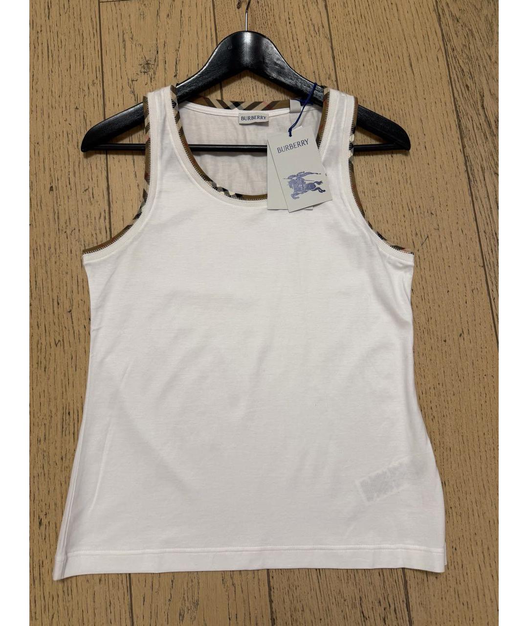 BURBERRY Белая хлопковая майка, фото 9