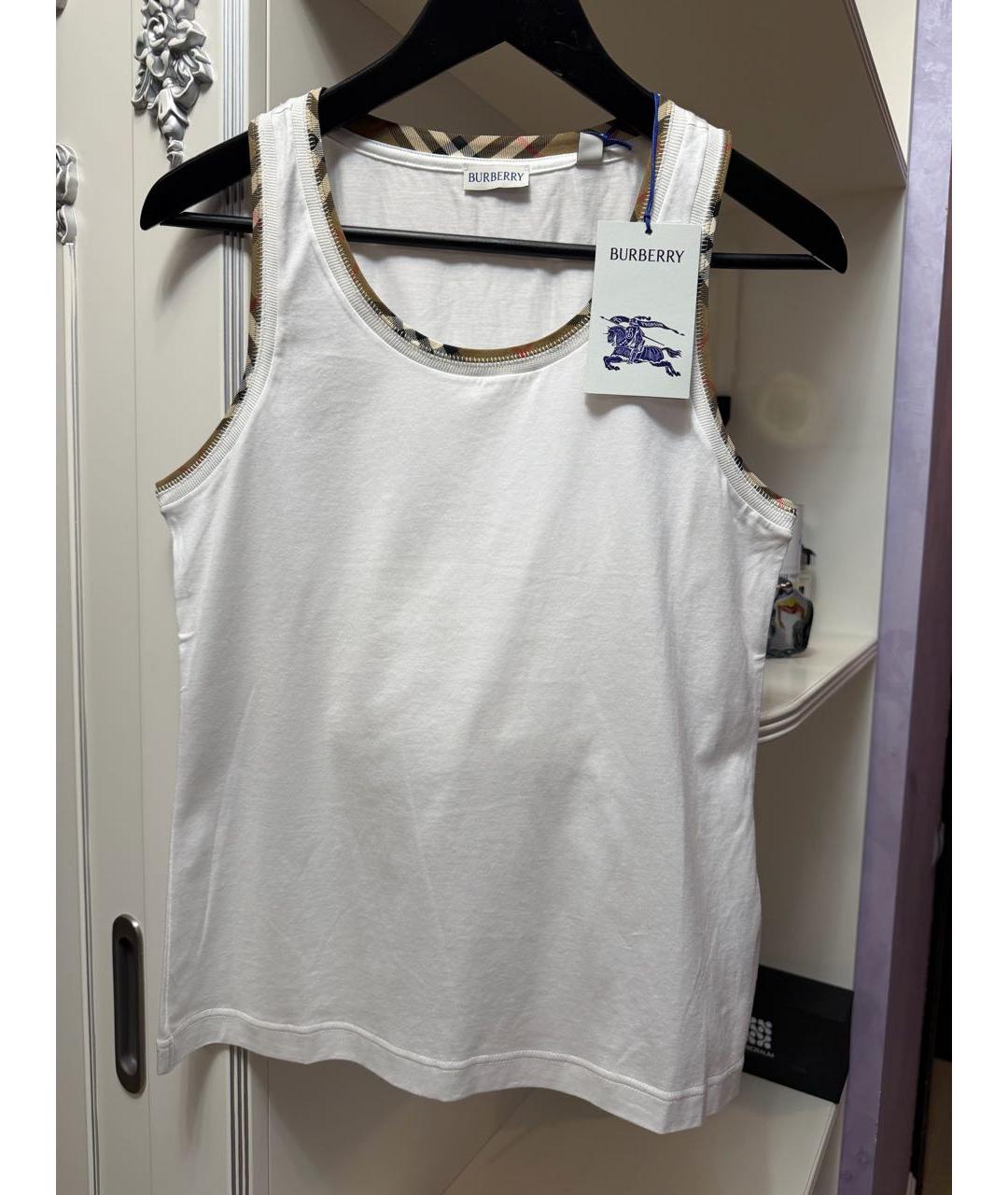 BURBERRY Белая хлопковая майка, фото 2