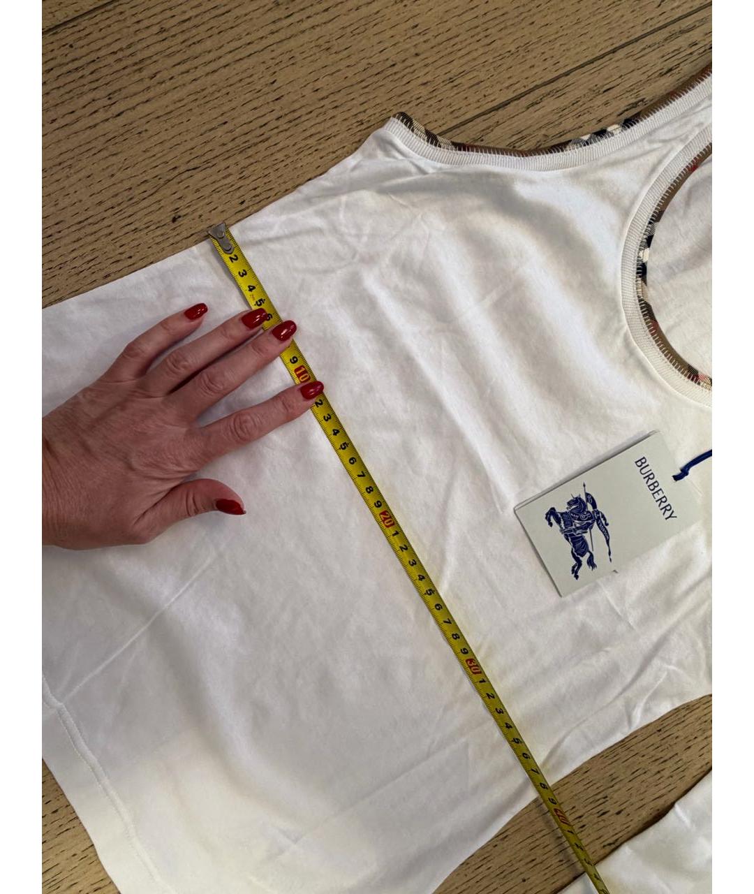 BURBERRY Белая хлопковая майка, фото 5