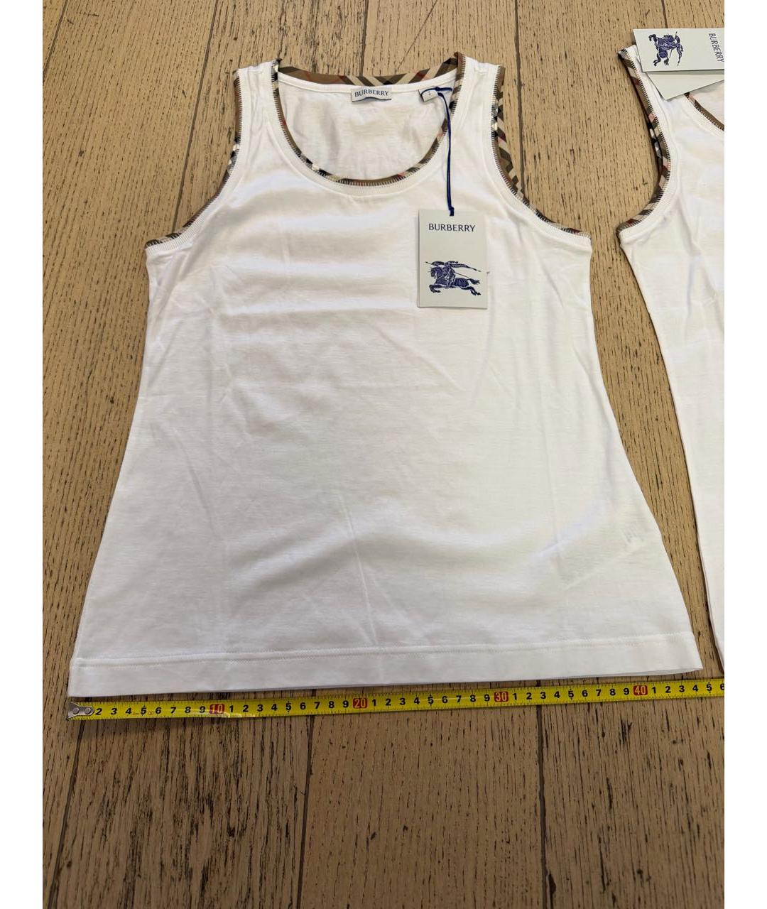 BURBERRY Белая хлопковая майка, фото 6