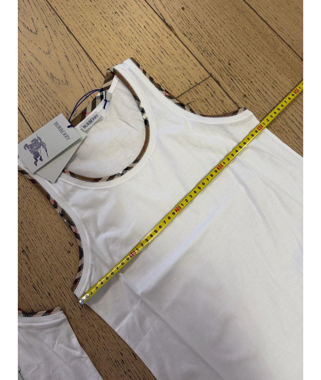 BURBERRY Белая хлопковая майка, фото 8