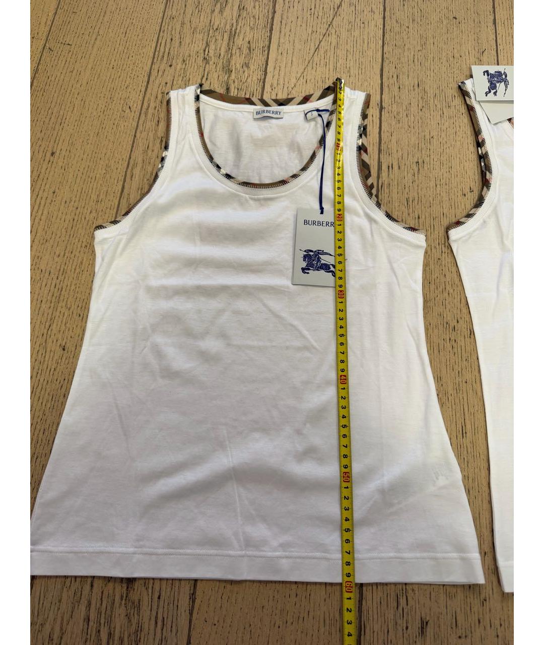BURBERRY Белая хлопковая майка, фото 7