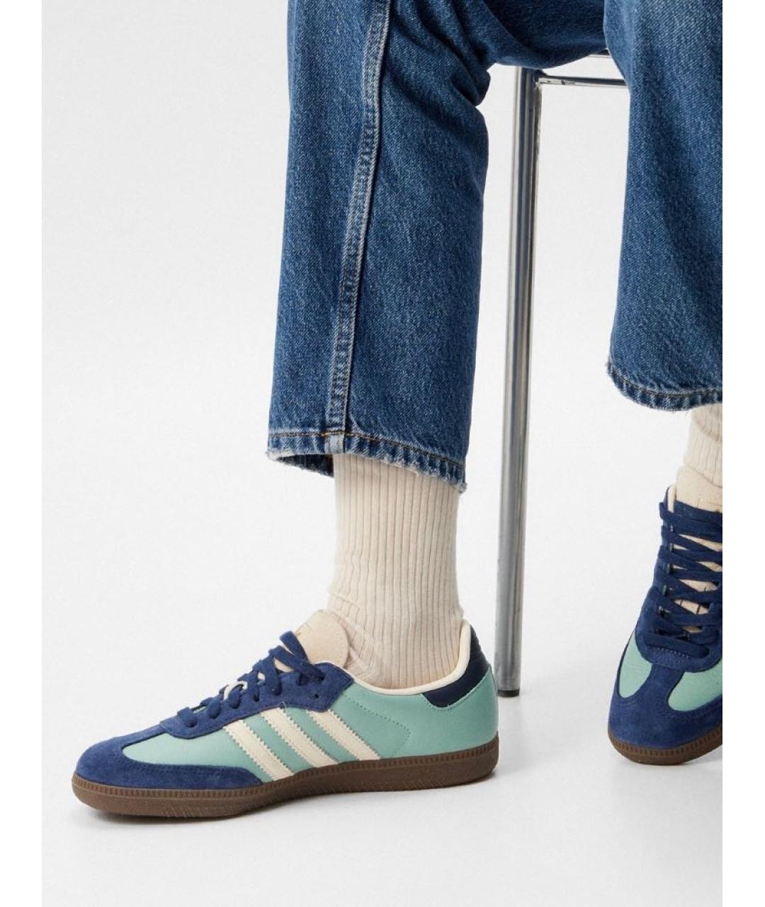 ADIDAS Бирюзовые кожаные кроссовки, фото 5