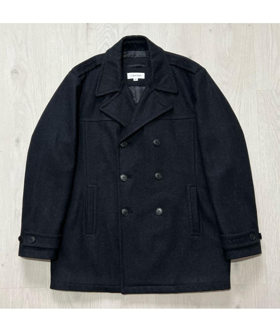 CALVIN KLEIN Антрацитовое шерстяное пальто, фото 8