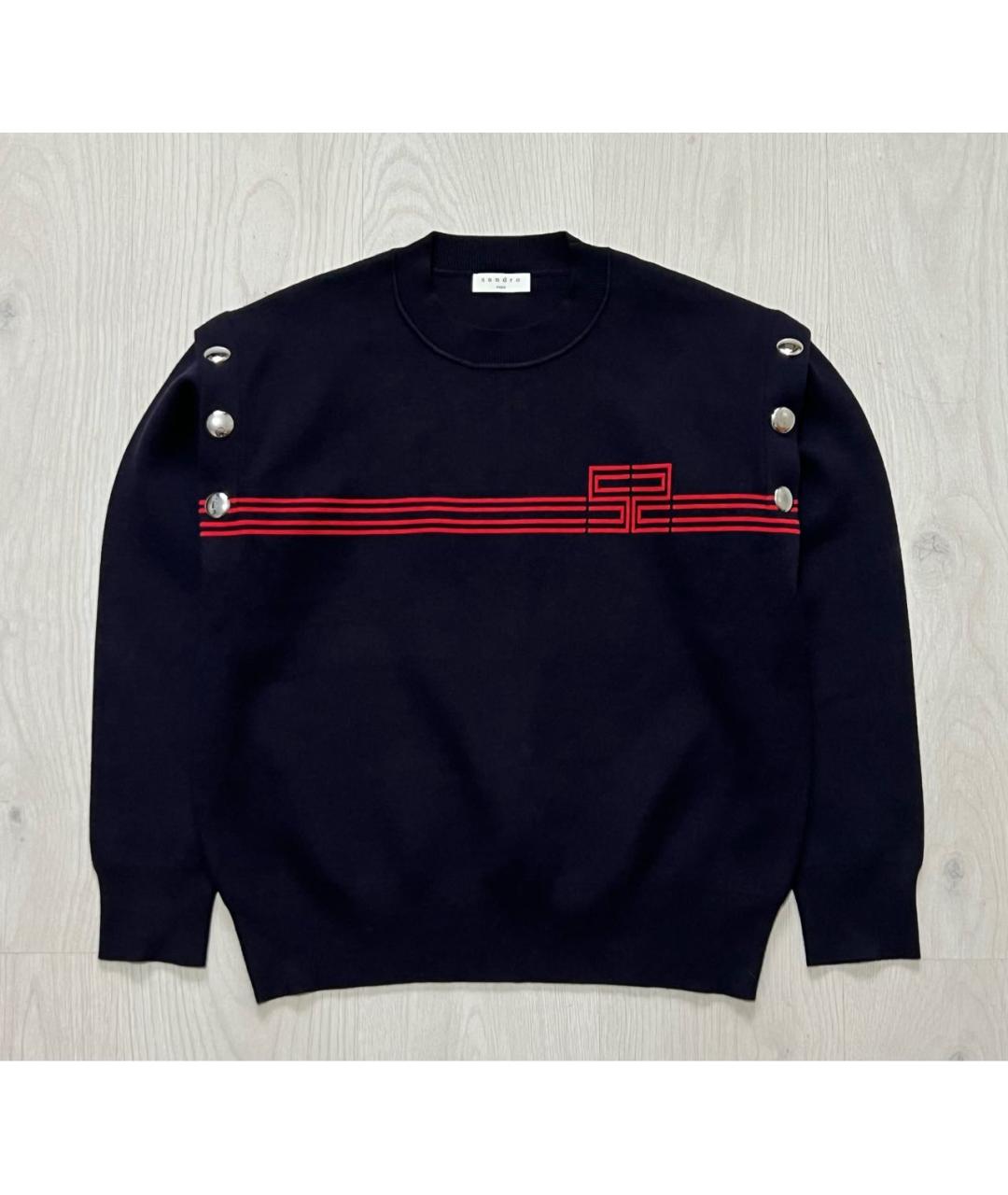 SANDRO Темно-синий вискозный джемпер / свитер, фото 3