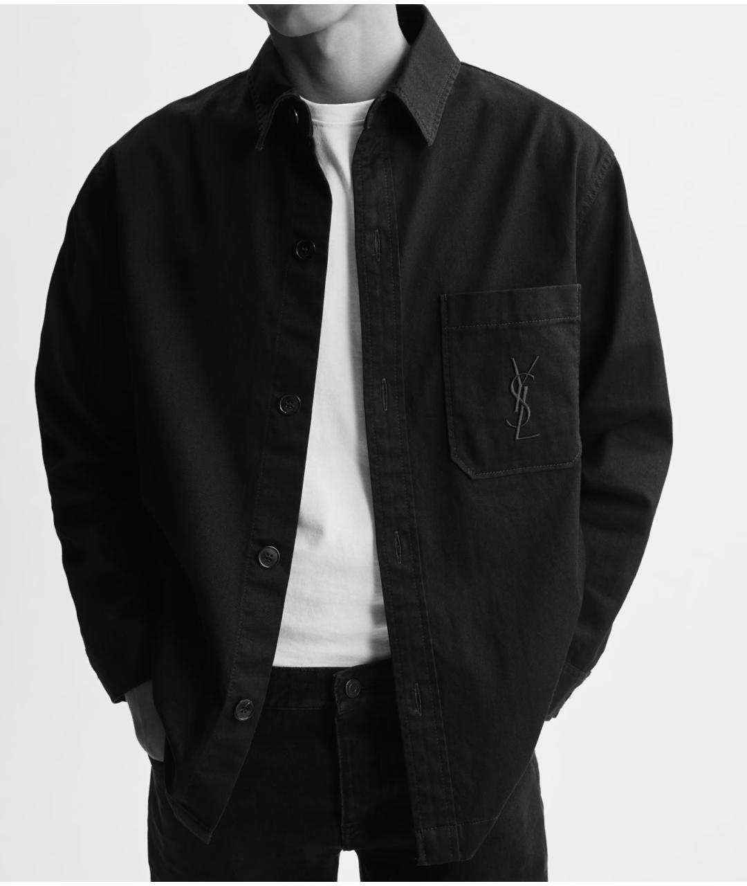 SAINT LAURENT Темно-синяя хлопковая классическая рубашка, фото 2