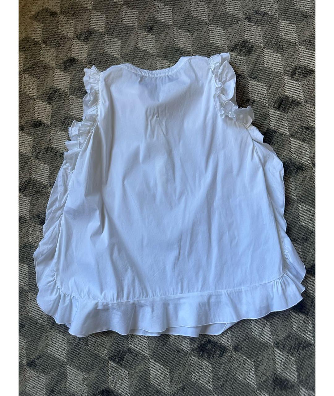 'S MAX MARA Белая хлопко-эластановая блузы, фото 2