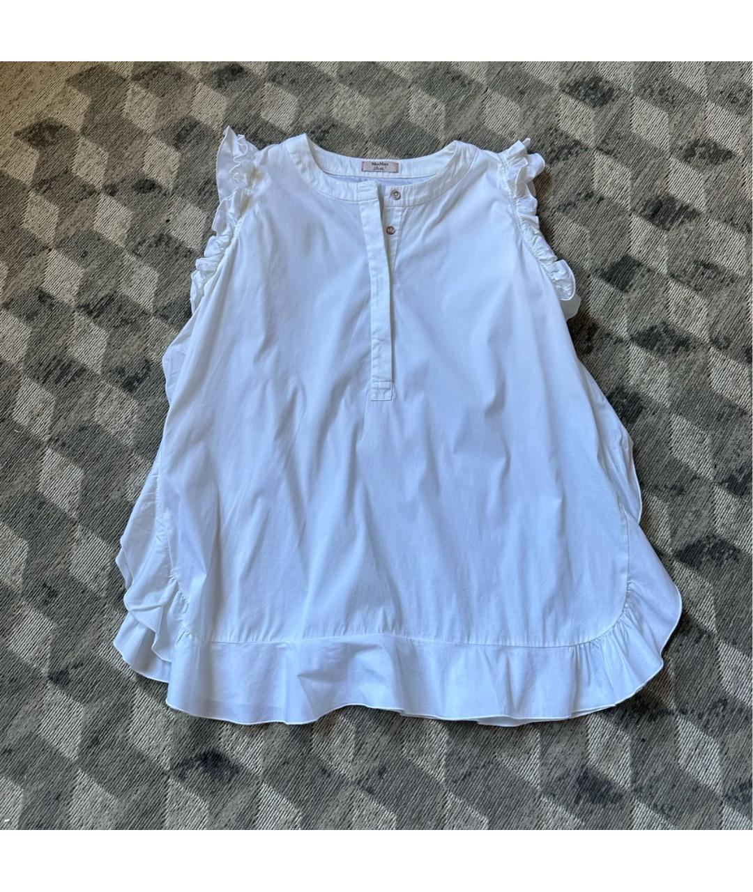 'S MAX MARA Белая хлопко-эластановая блузы, фото 9