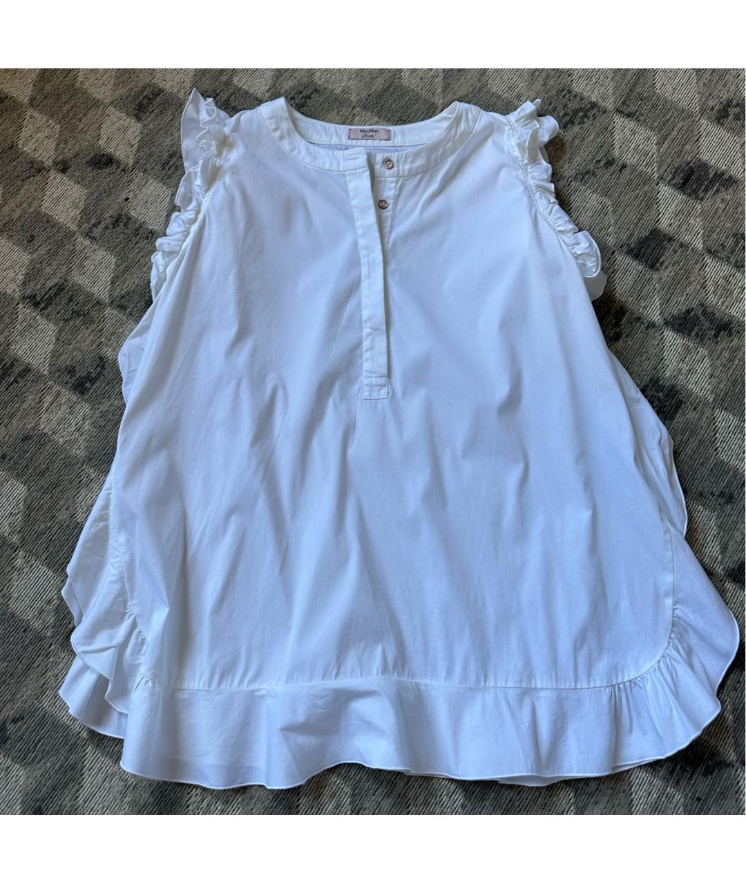 'S MAX MARA Белая хлопко-эластановая блузы, фото 8