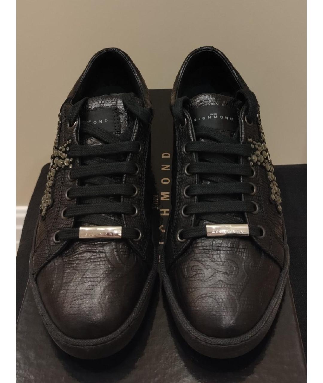 JOHN RICHMOND Черные кожаные кроссовки, фото 2