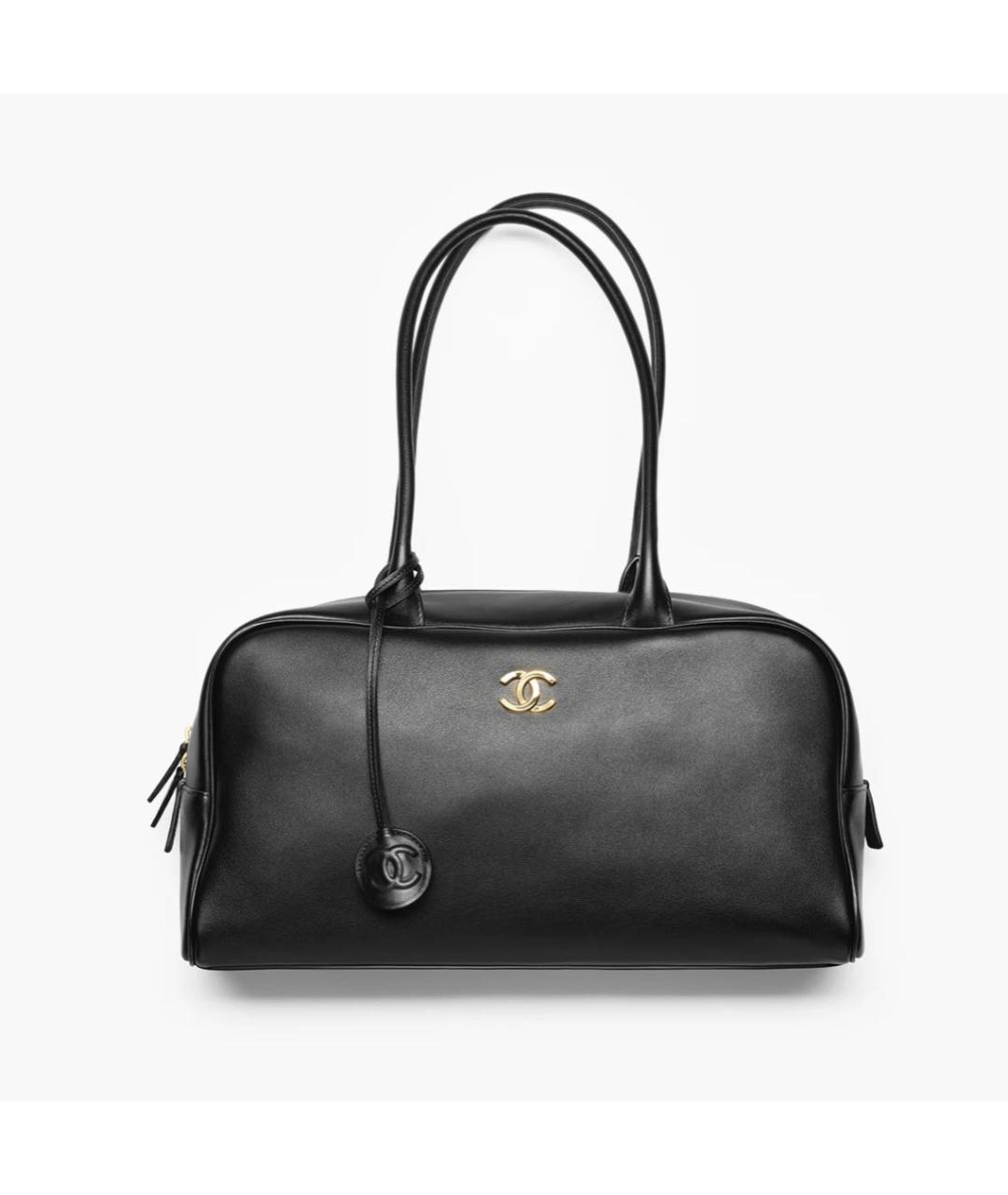 CHANEL Черная кожаная сумка с короткими ручками, фото 4