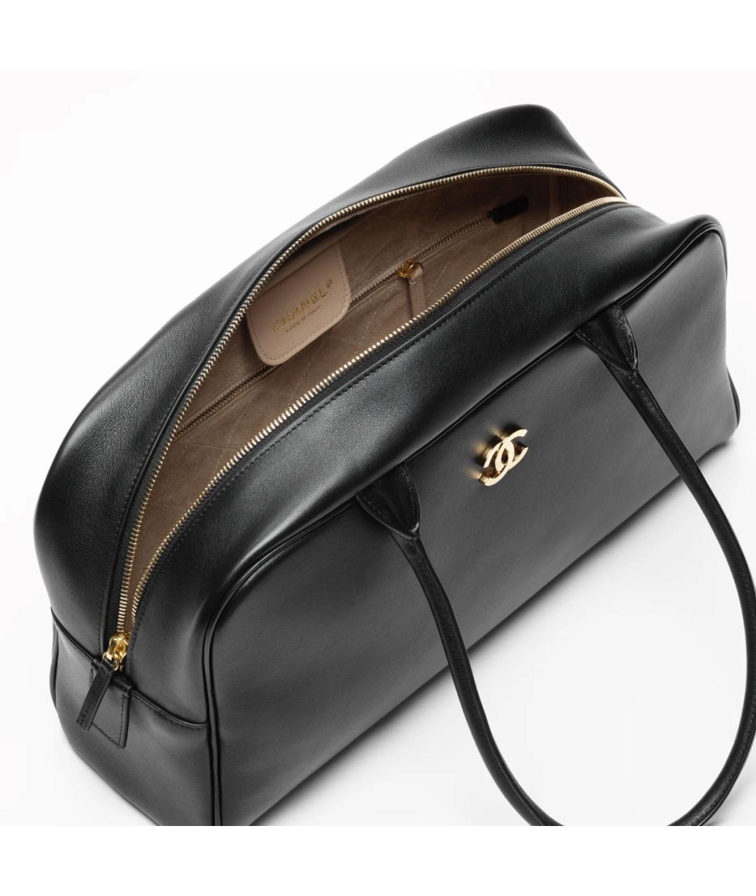 CHANEL Черная кожаная сумка с короткими ручками, фото 3