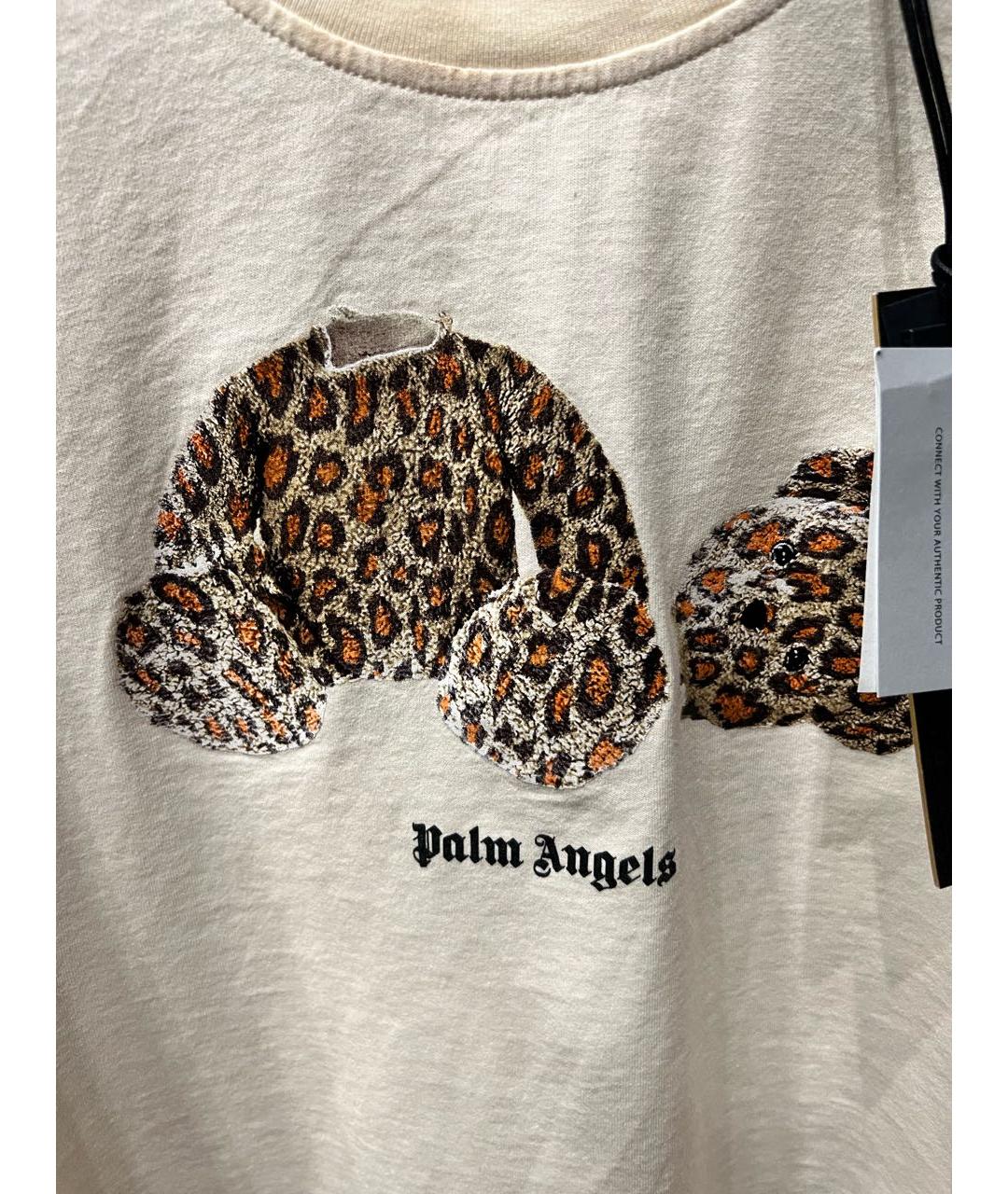 PALM ANGELS Бежевая хлопковая футболка, фото 4
