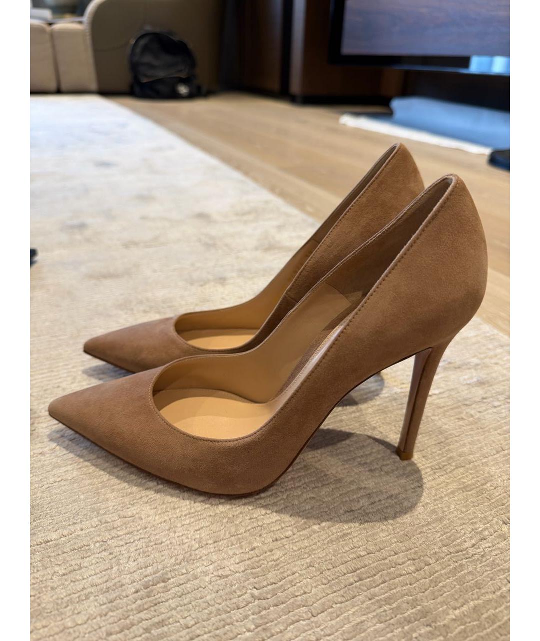 GIANVITO ROSSI Бежевые замшевые туфли, фото 9