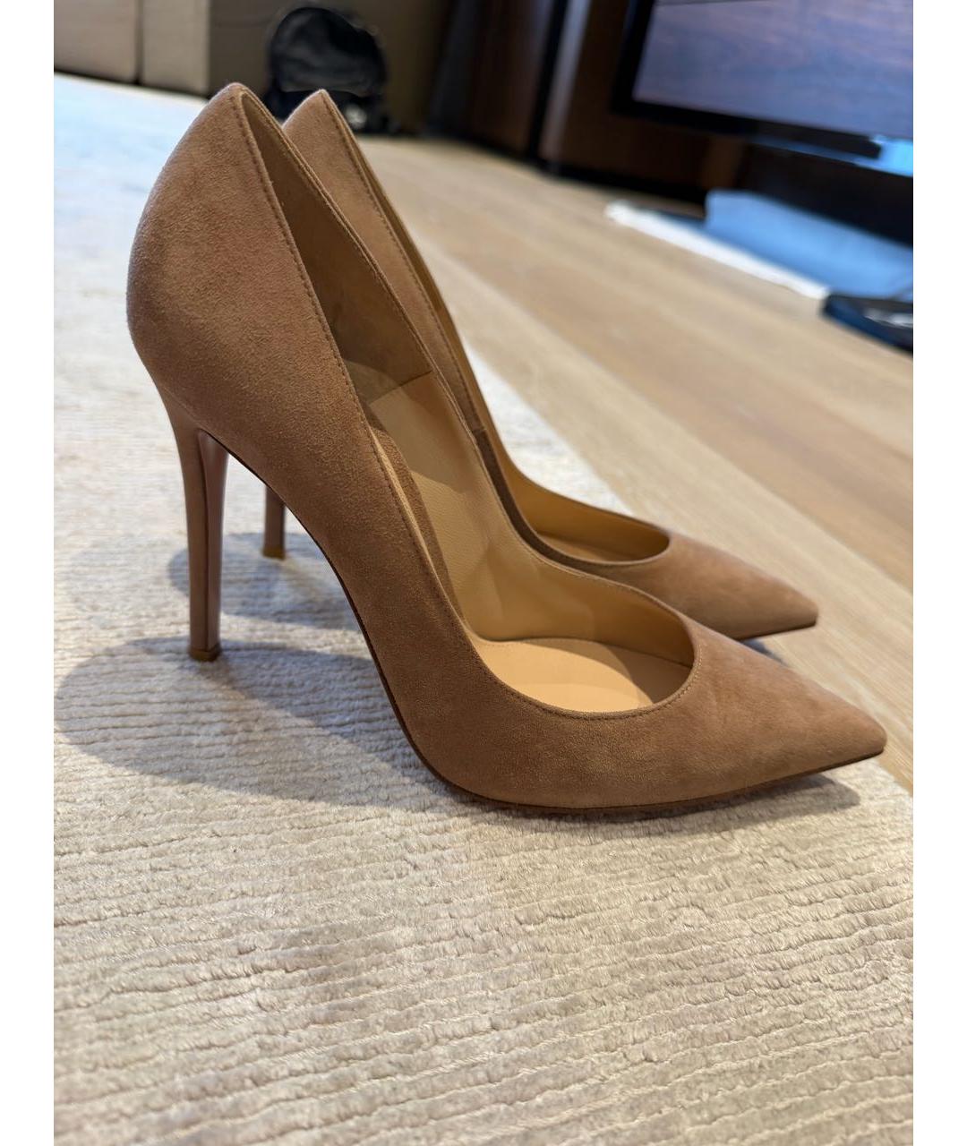 GIANVITO ROSSI Бежевые замшевые туфли, фото 4