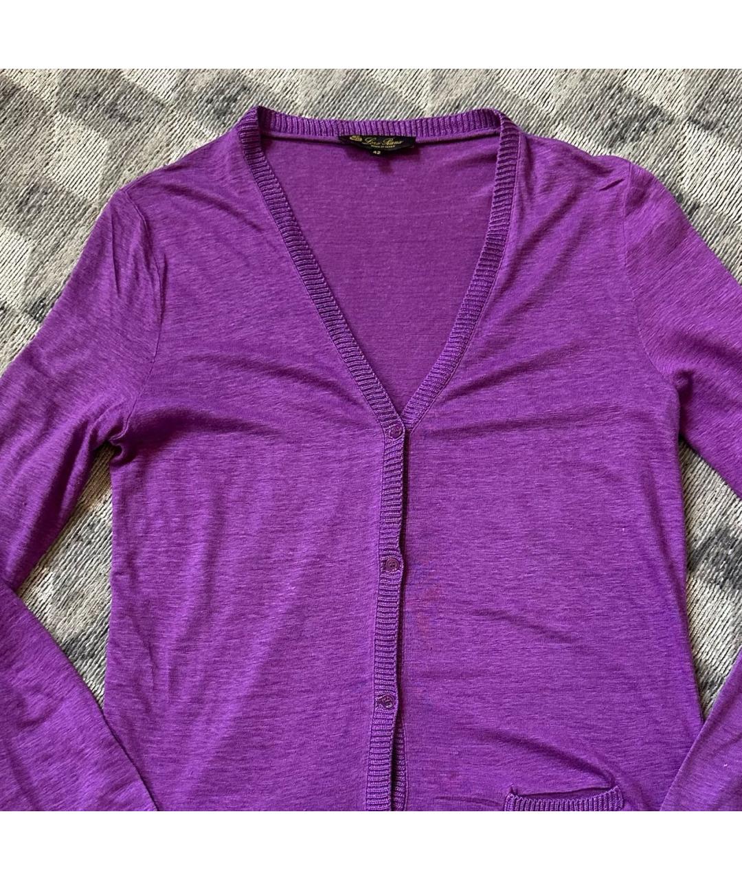 LORO PIANA Фиолетовый льняной кардиган, фото 4