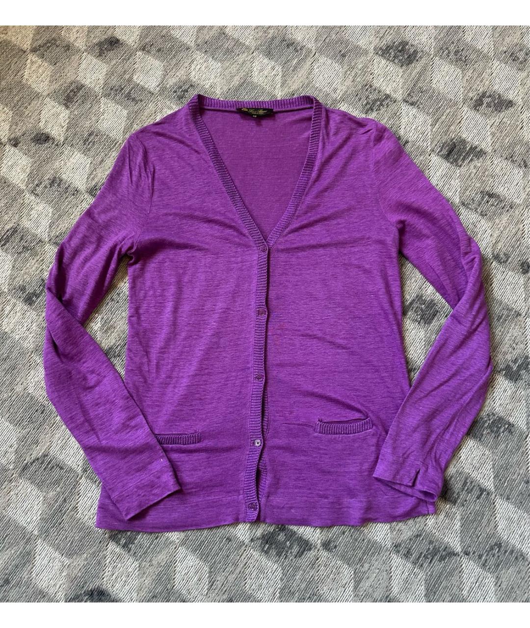 LORO PIANA Фиолетовый льняной кардиган, фото 6