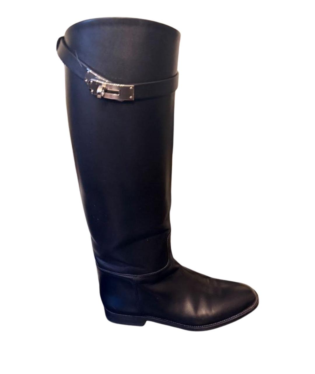 HERMES Черные кожаные сапоги, фото 1