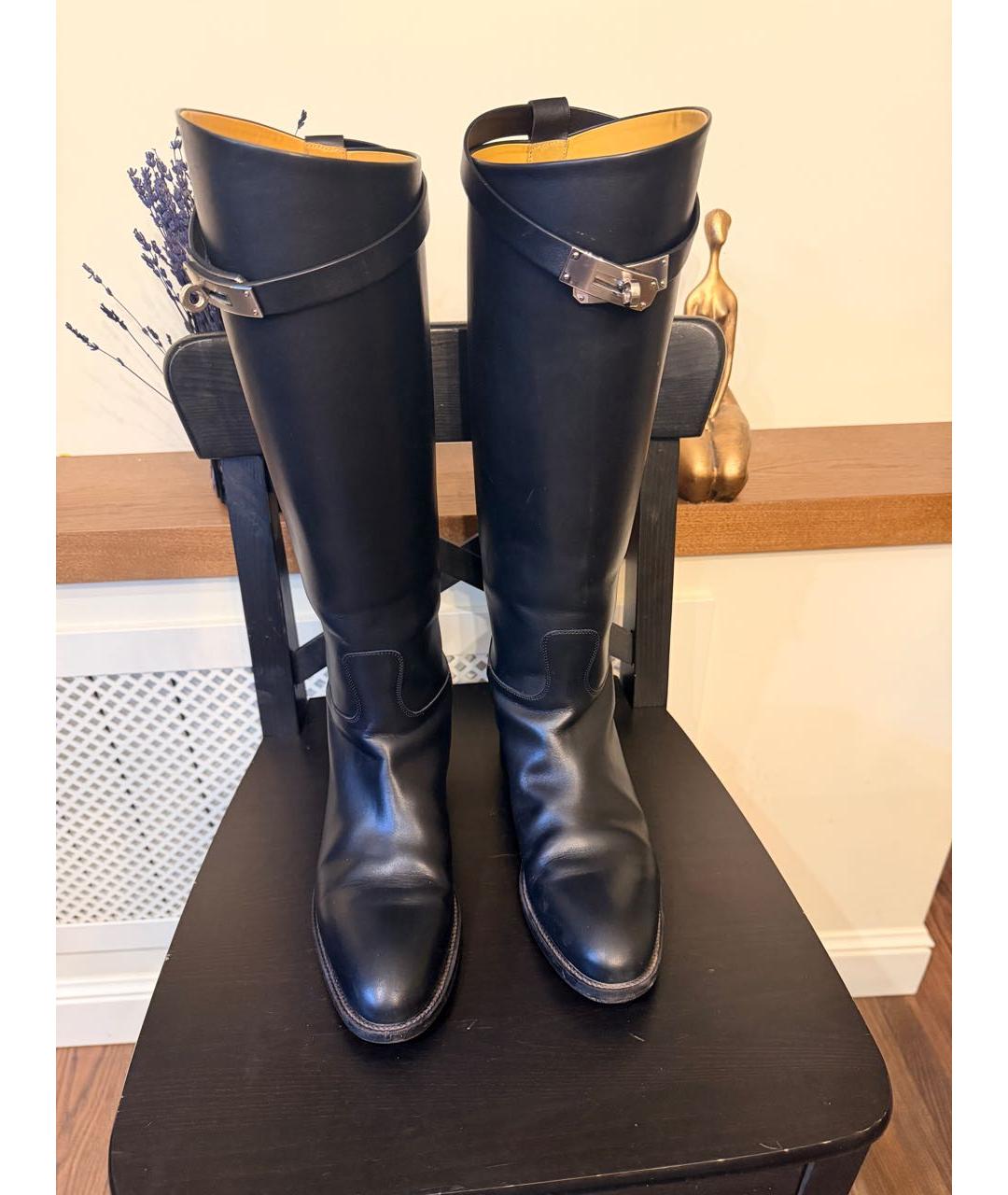 HERMES Черные кожаные сапоги, фото 2