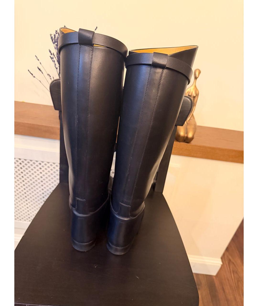 HERMES Черные кожаные сапоги, фото 5