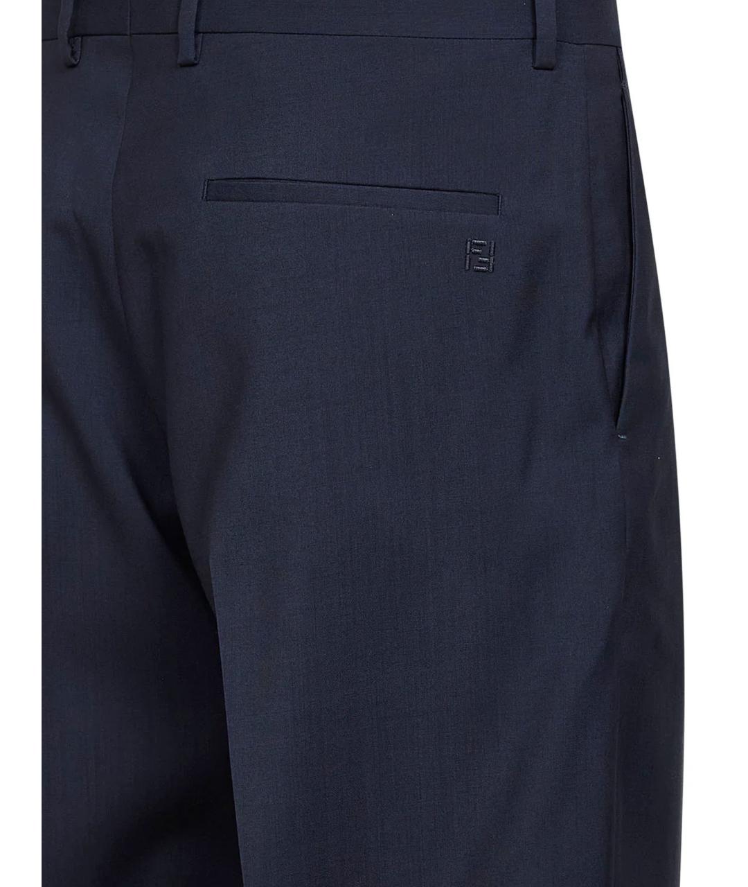 FENDI Темно-синие шерстяные классические брюки, фото 3