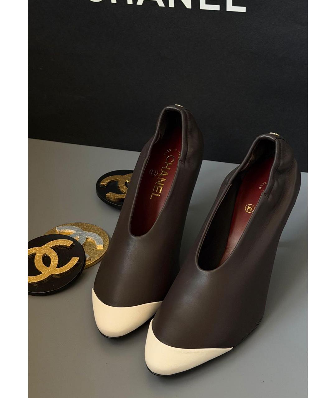 CHANEL Коричневые кожаные туфли, фото 3