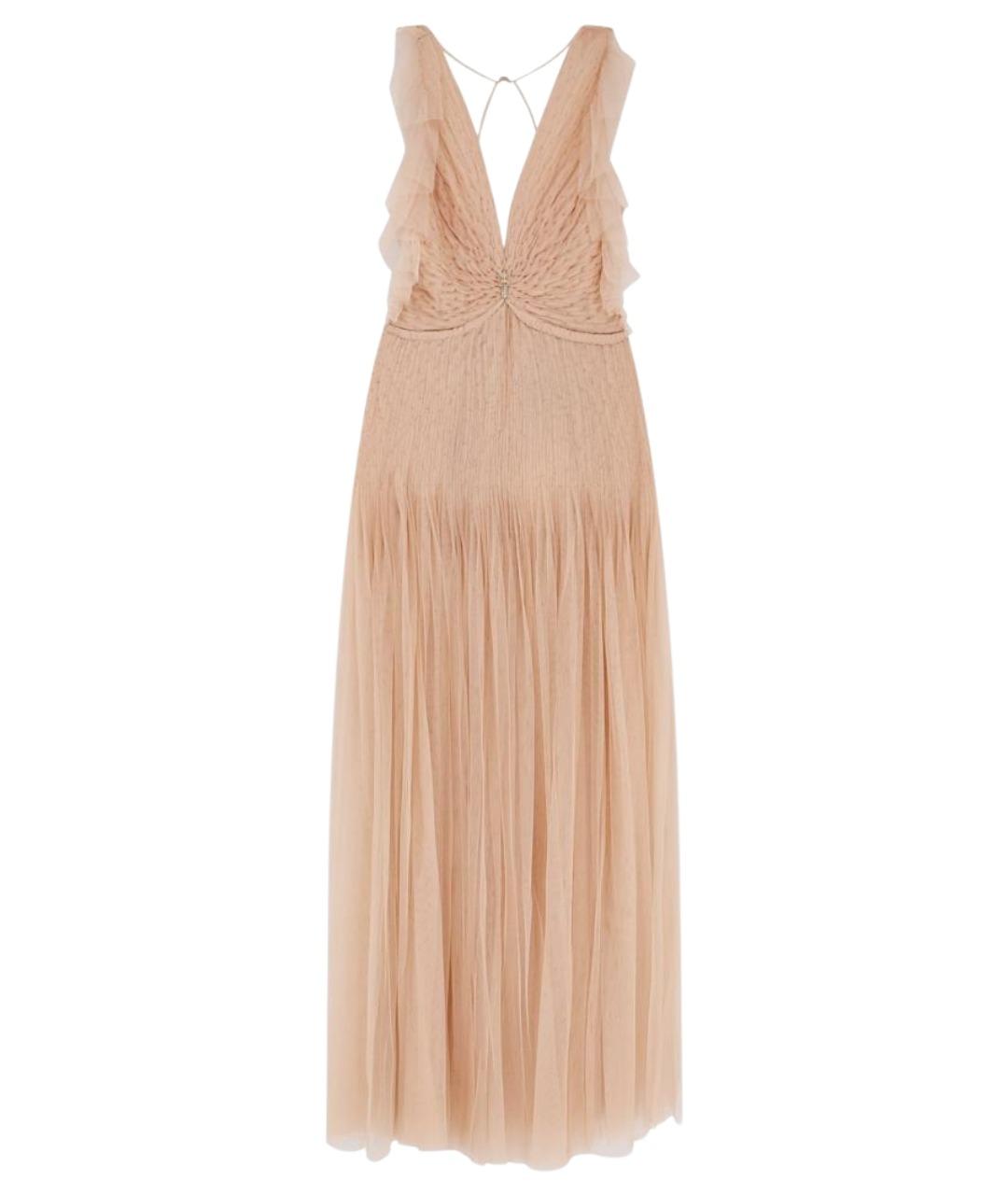ELISABETTA FRANCHI Бежевое полиэстеровое вечернее платье, фото 1