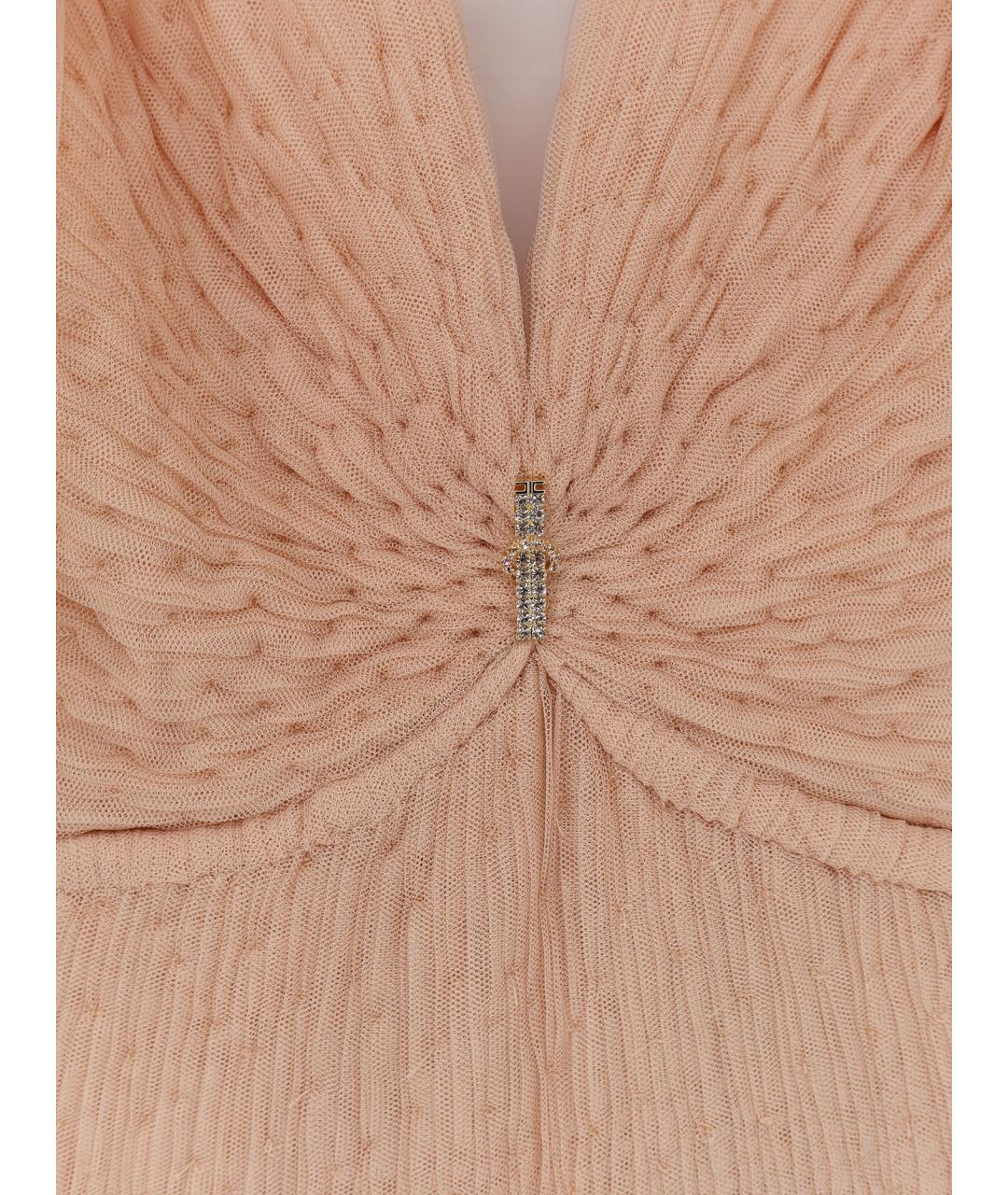 ELISABETTA FRANCHI Бежевое полиэстеровое вечернее платье, фото 3