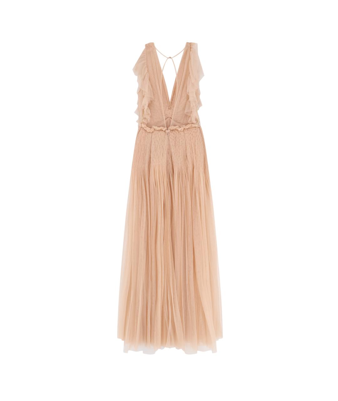 ELISABETTA FRANCHI Бежевое полиэстеровое вечернее платье, фото 2