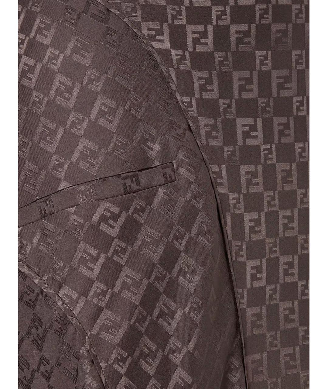 FENDI Коричневая шелковая юбка миди, фото 3