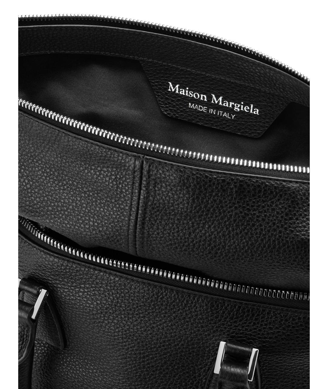 MAISON MARGIELA Черная кожаная сумка тоут, фото 4