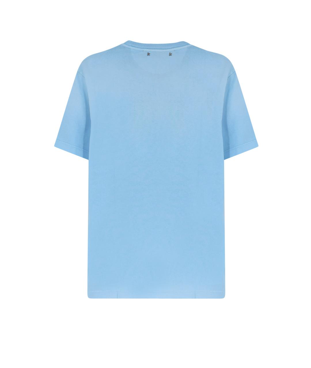 GOLDEN GOOSE DELUXE BRAND Синяя хлопковая футболка, фото 2