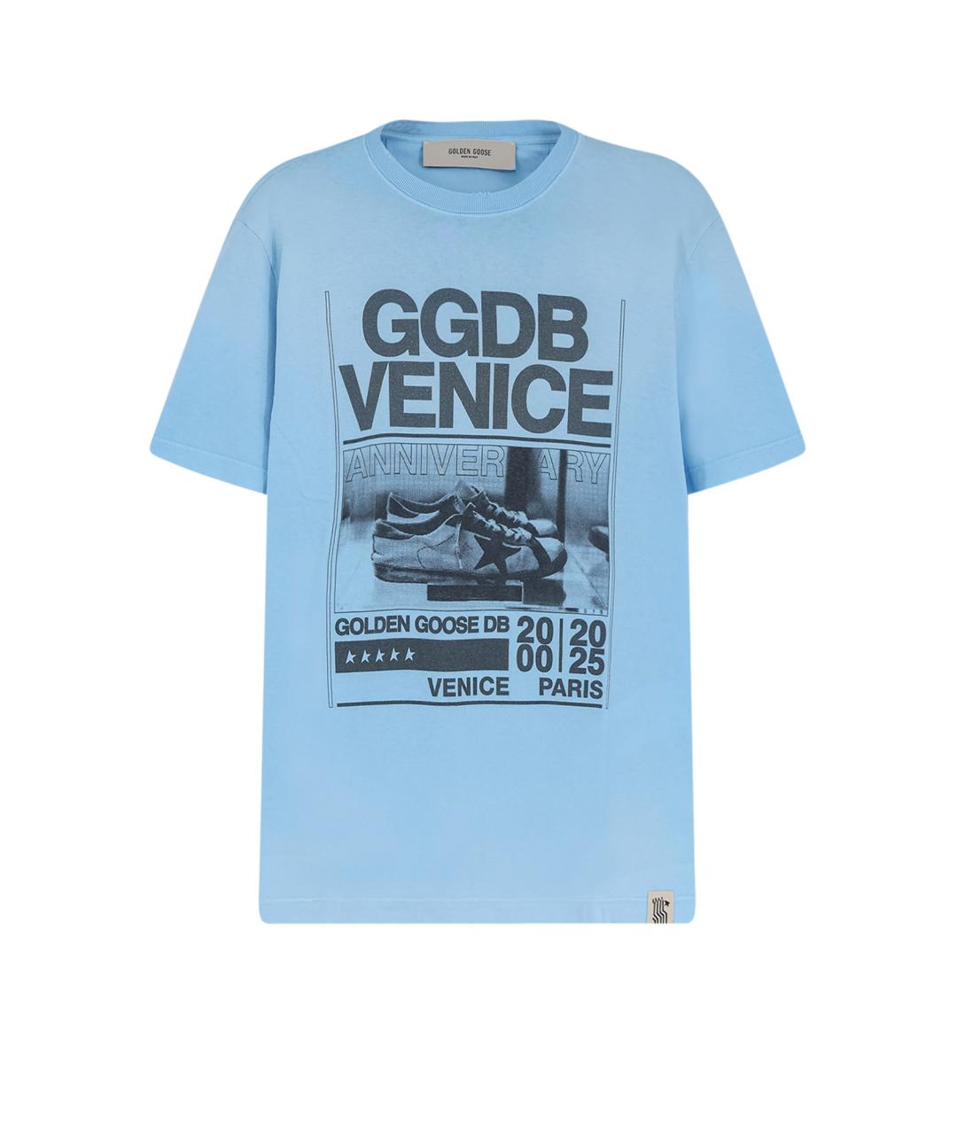 GOLDEN GOOSE DELUXE BRAND Синяя хлопковая футболка, фото 1