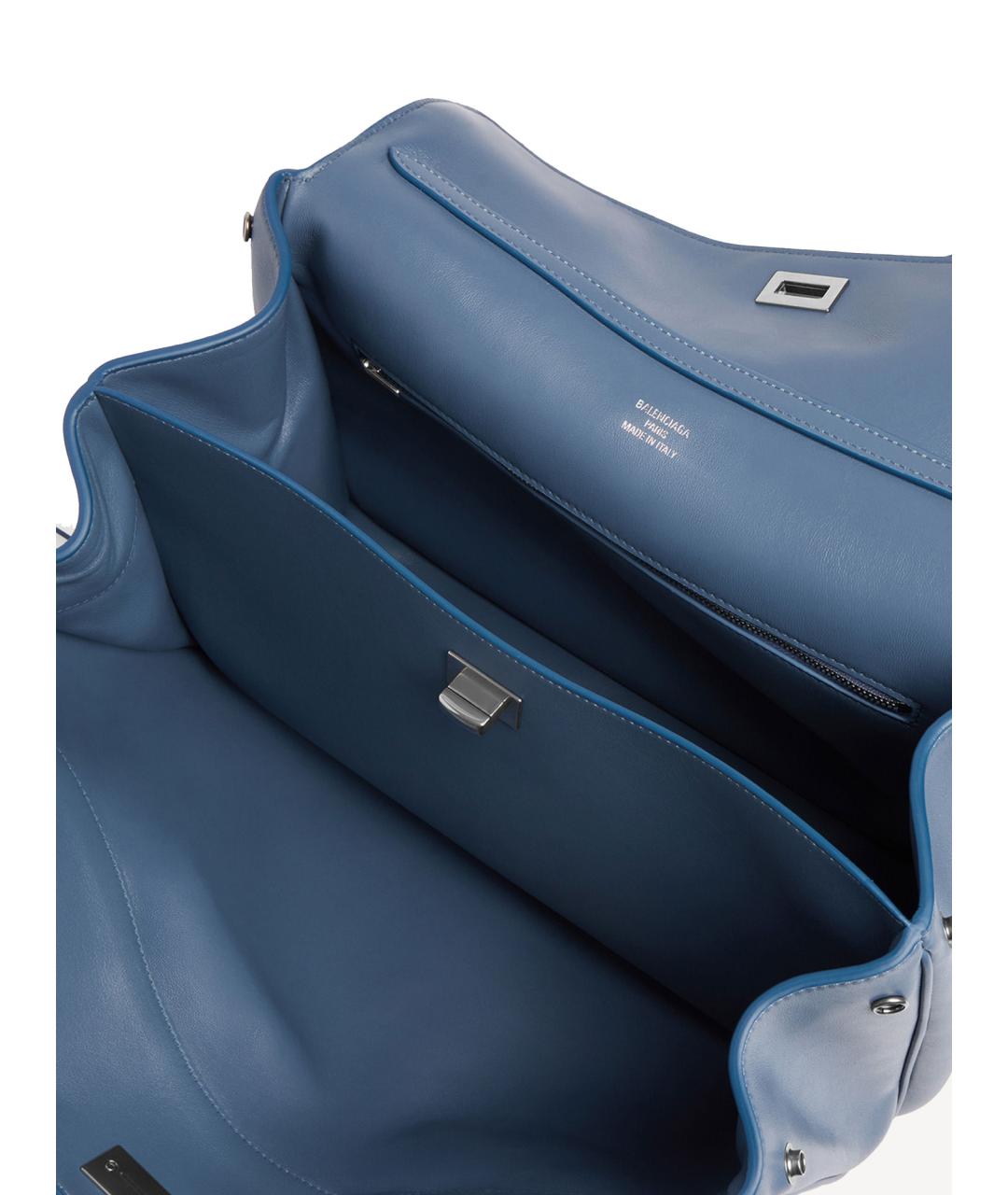 BALENCIAGA Синяя кожаная сумка тоут, фото 4