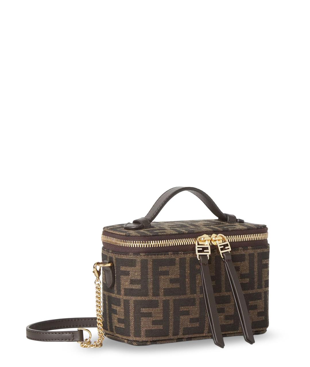 FENDI Коричневая жаккардовая сумка тоут, фото 3