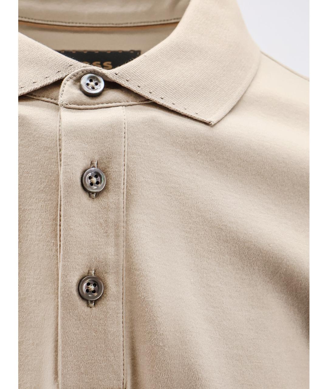 HUGO BOSS Бежевое хлопковое поло с коротким рукавом, фото 3