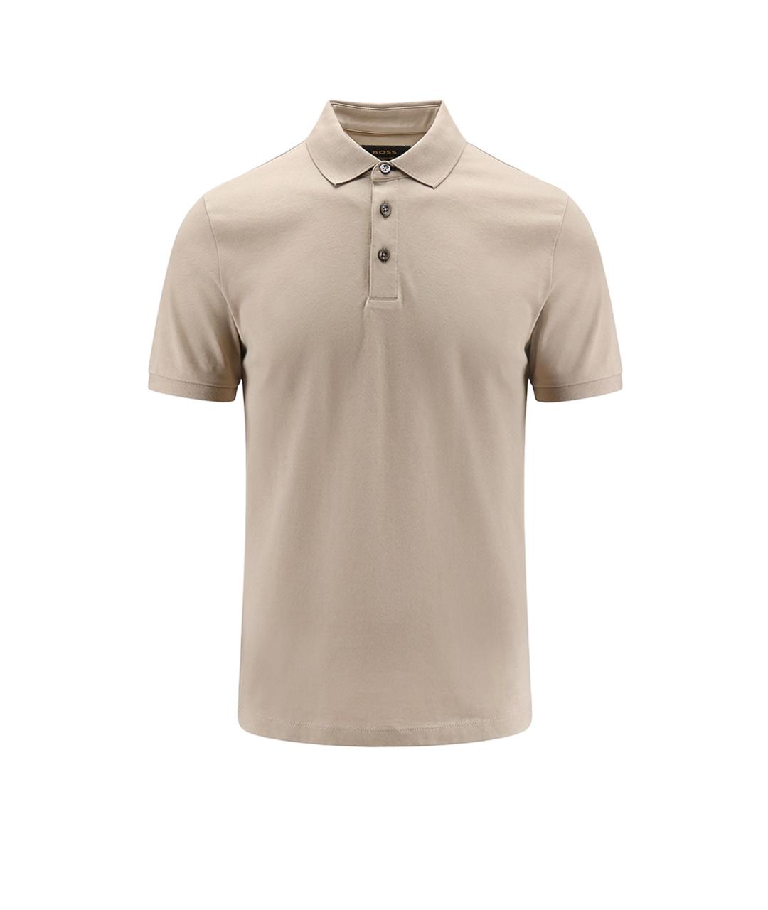 HUGO BOSS Бежевое хлопковое поло с коротким рукавом, фото 4