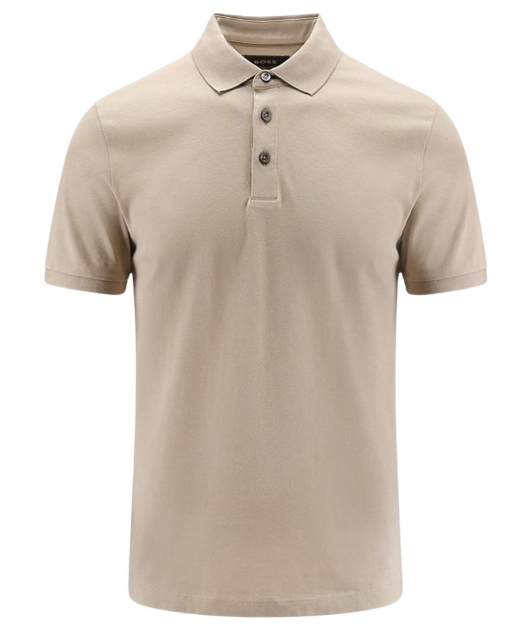 HUGO BOSS Бежевое хлопковое поло с коротким рукавом, фото 1