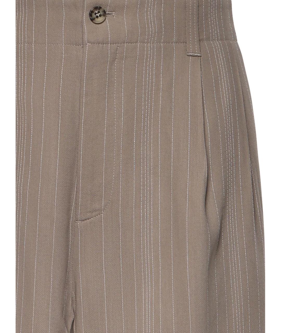 GOLDEN GOOSE DELUXE BRAND Бежевые шерстяные повседневные брюки, фото 3