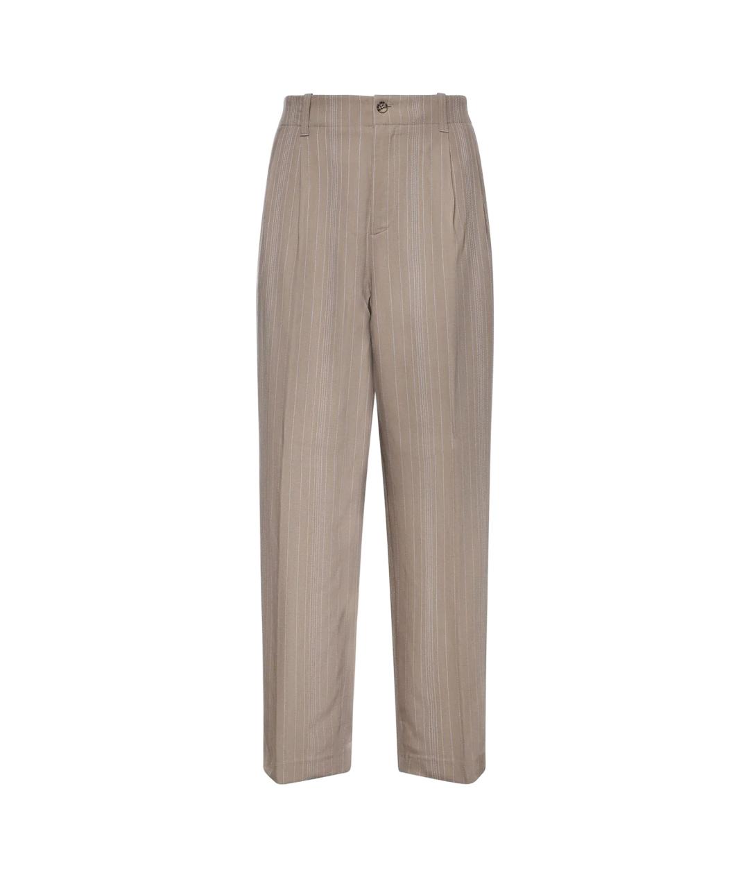 GOLDEN GOOSE DELUXE BRAND Бежевые шерстяные повседневные брюки, фото 1