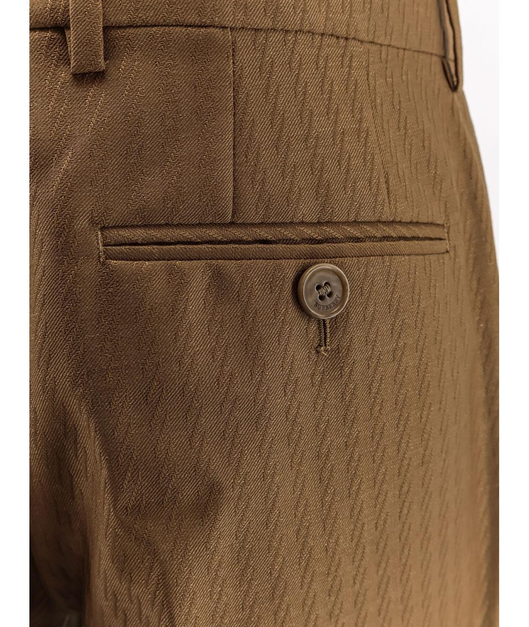 BURBERRY Коричневые шерстяные прямые брюки, фото 3