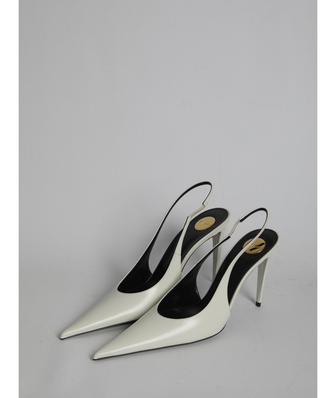 SAINT LAURENT Белые кожаные туфли, фото 2